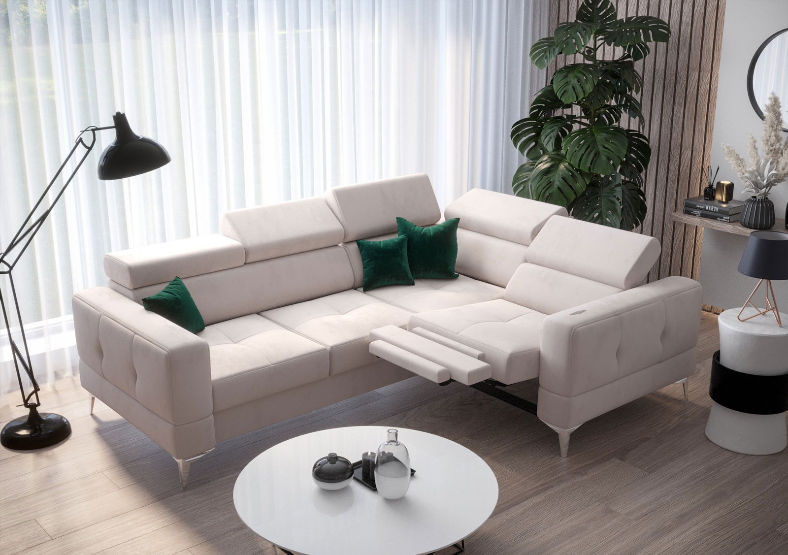 SHADES OF BEIGE TOSCANIA RELAX CORNER SOFA BED 185X250 - - My Sofas