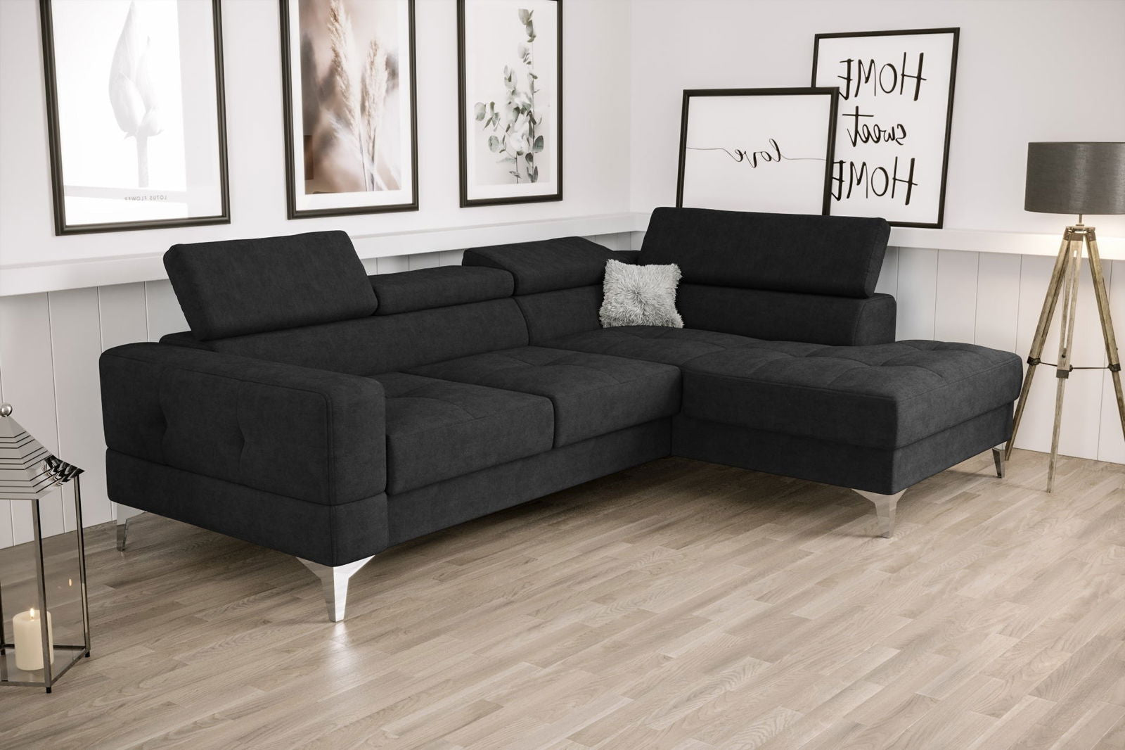 SHADES OF BLACK TOSCANIA MINI CORNER SOFA BED 170×250 CM - - My Sofas