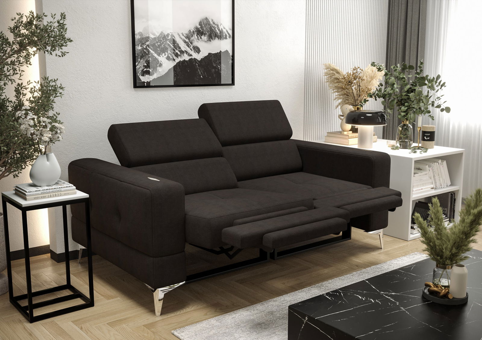 SHADES OF BLACK TWO-SEATER SOFA TOSCANIA II RELAX 185 CM -  - My Sofas