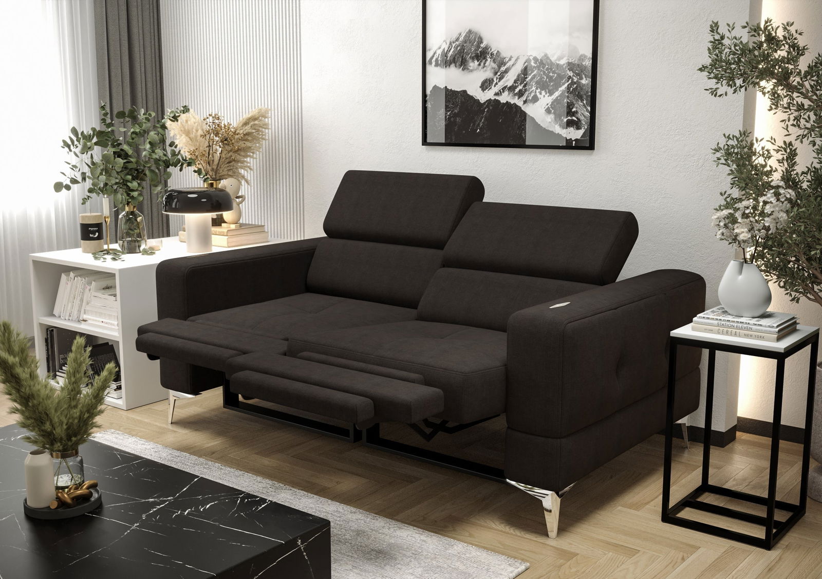 SHADES OF BLACK TWO-SEATER SOFA TOSCANIA II RELAX 185 CM -  - My Sofas
