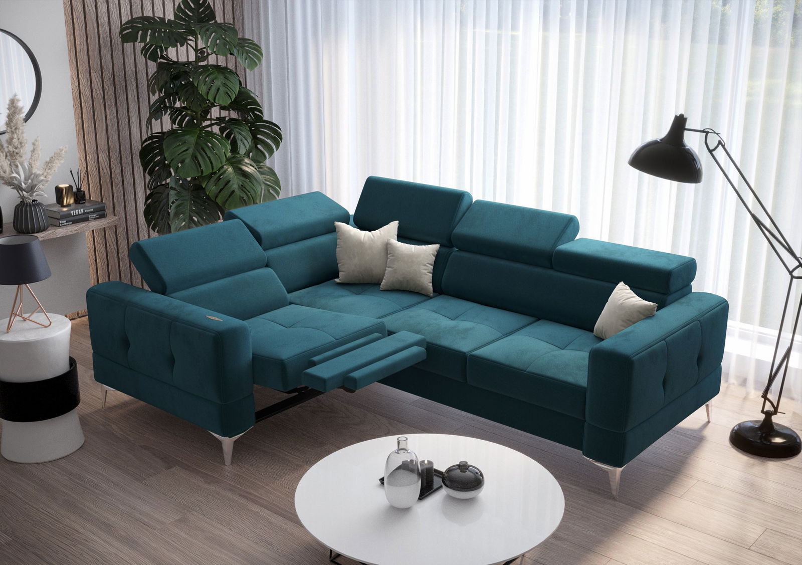 SHADES OF BLUE TOSCANIA RELAX CORNER SOFA BED 185X250 - - My Sofas