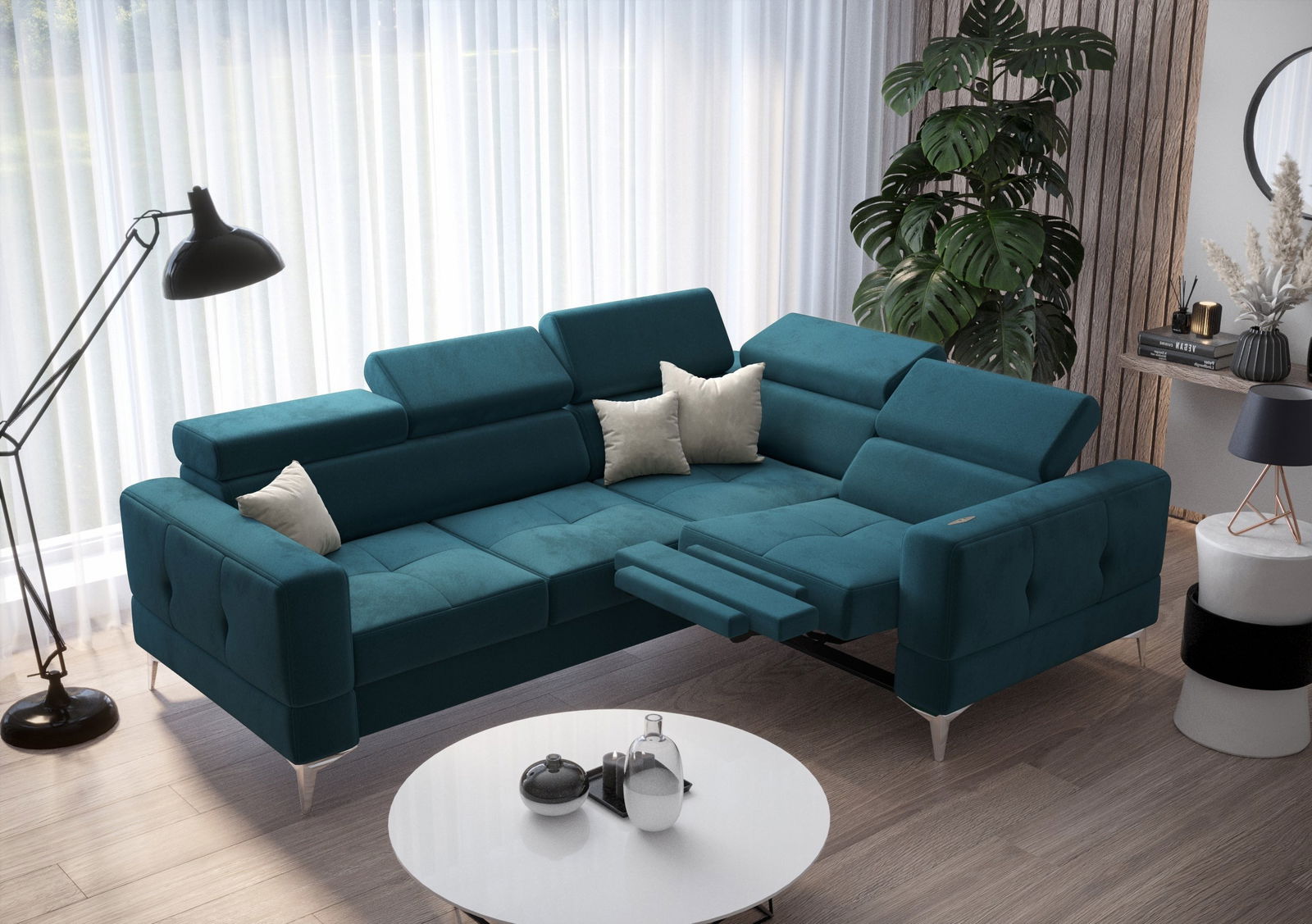 SHADES OF BLUE TOSCANIA RELAX CORNER SOFA BED 185X250 - - My Sofas