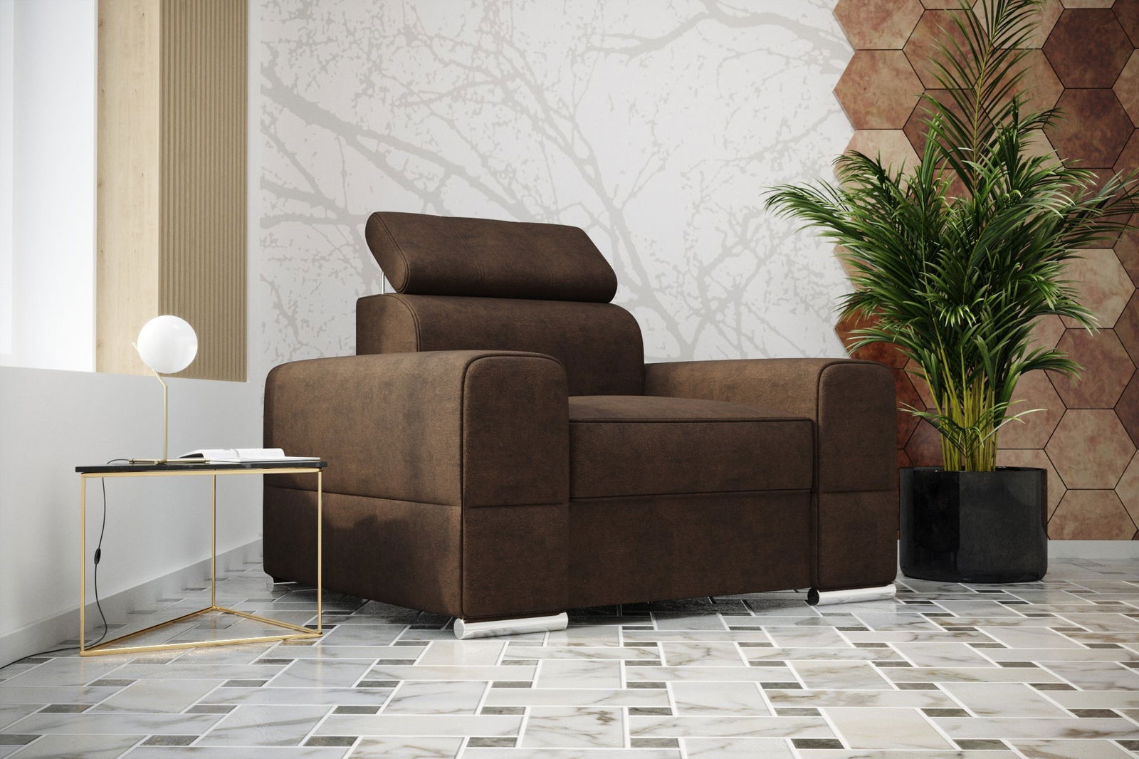 SHADES OF BROWN ARMCHAIR ROYAL 114 CM - - My Sofas