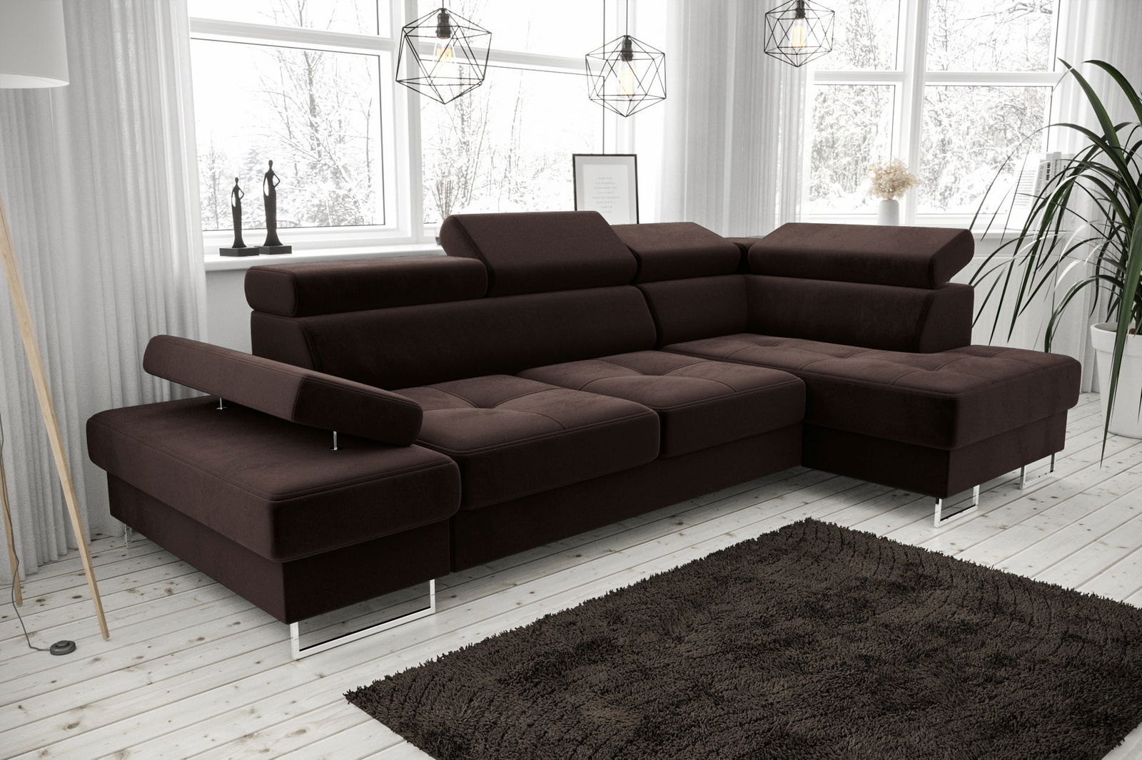 SHADES OF BROWN CORNER SOFA BED GALAXY MINI 170X280 - - My Sofas