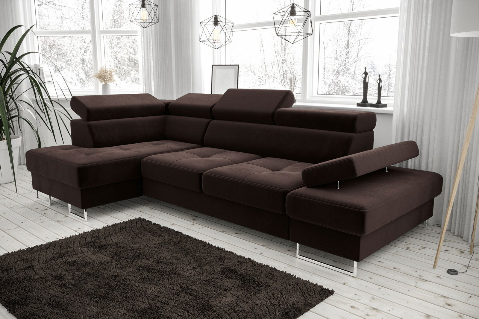 SHADES OF BROWN CORNER SOFA BED GALAXY MINI 170X280 - - My Sofas