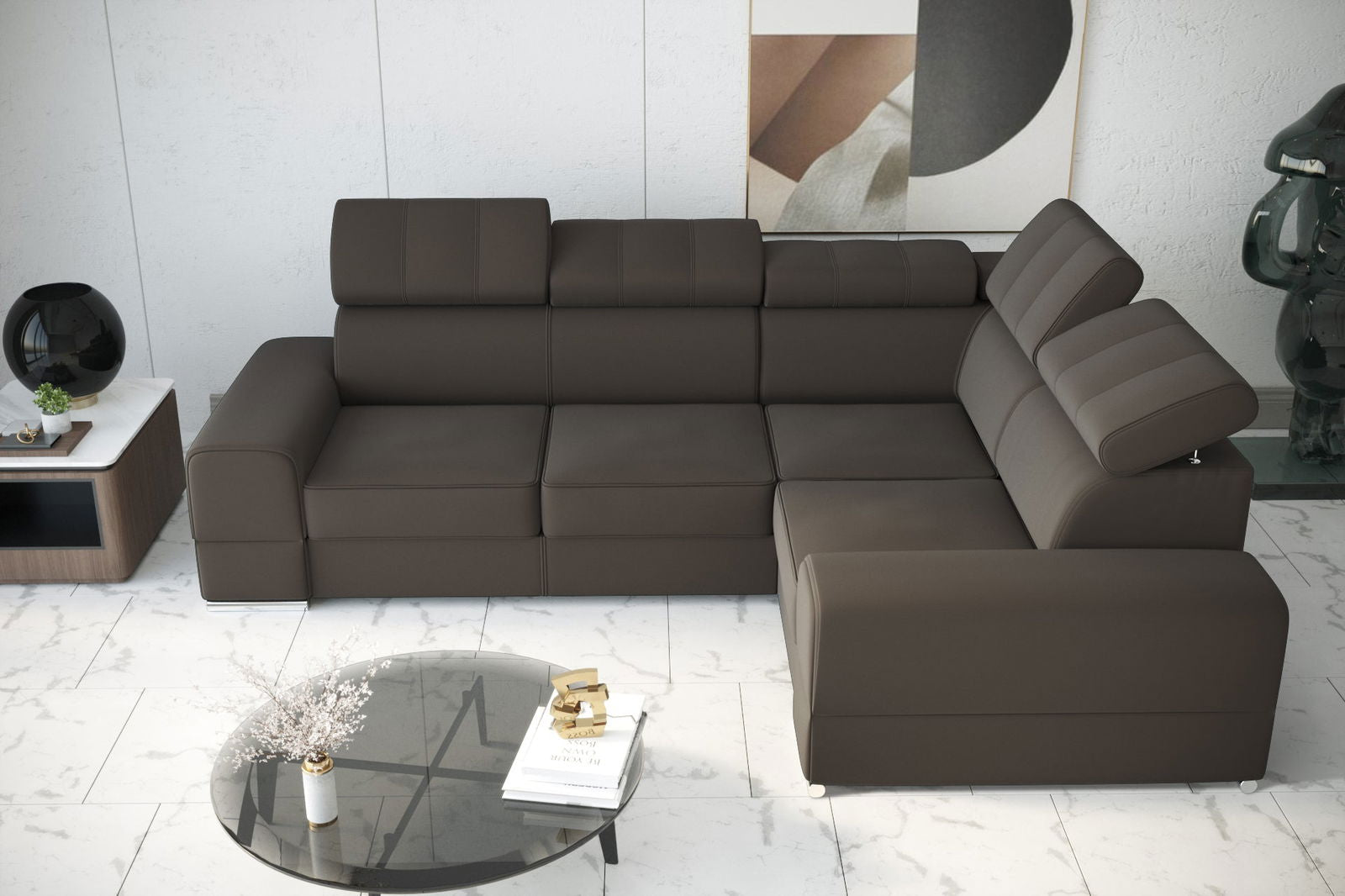 SHADES OF BROWN CORNER SOFA BED ROYAL II 280×210 - - My Sofas