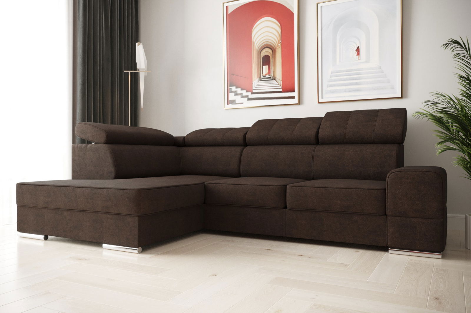 SHADES OF BROWN CORNER SOFA BED ROYAL I 260×185 - - My Sofas