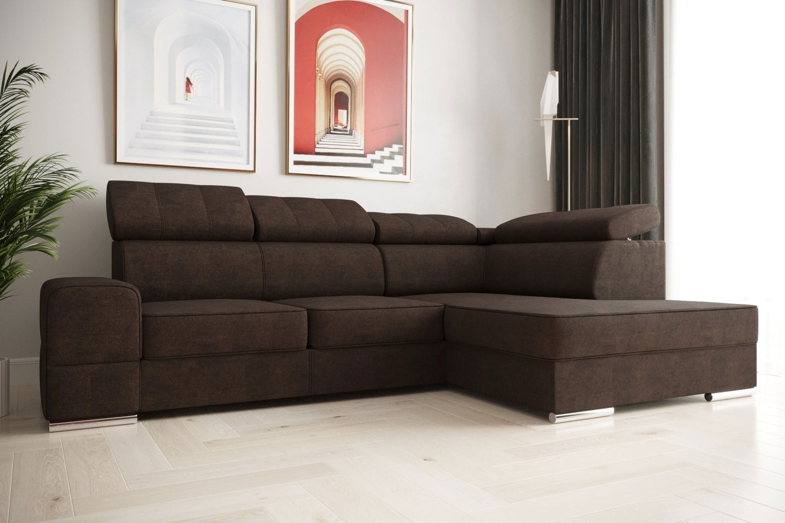 SHADES OF BROWN CORNER SOFA BED ROYAL I 260×185 - - My Sofas