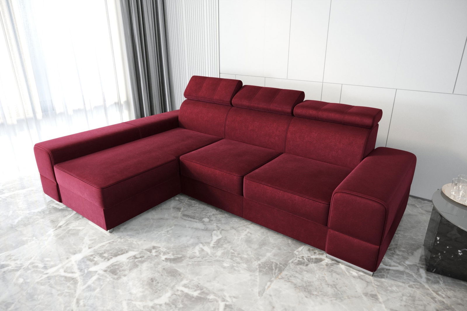 SHADES OF BURGUNDY CORNER SOFA BED ROYAL 295×185 - - My Sofas