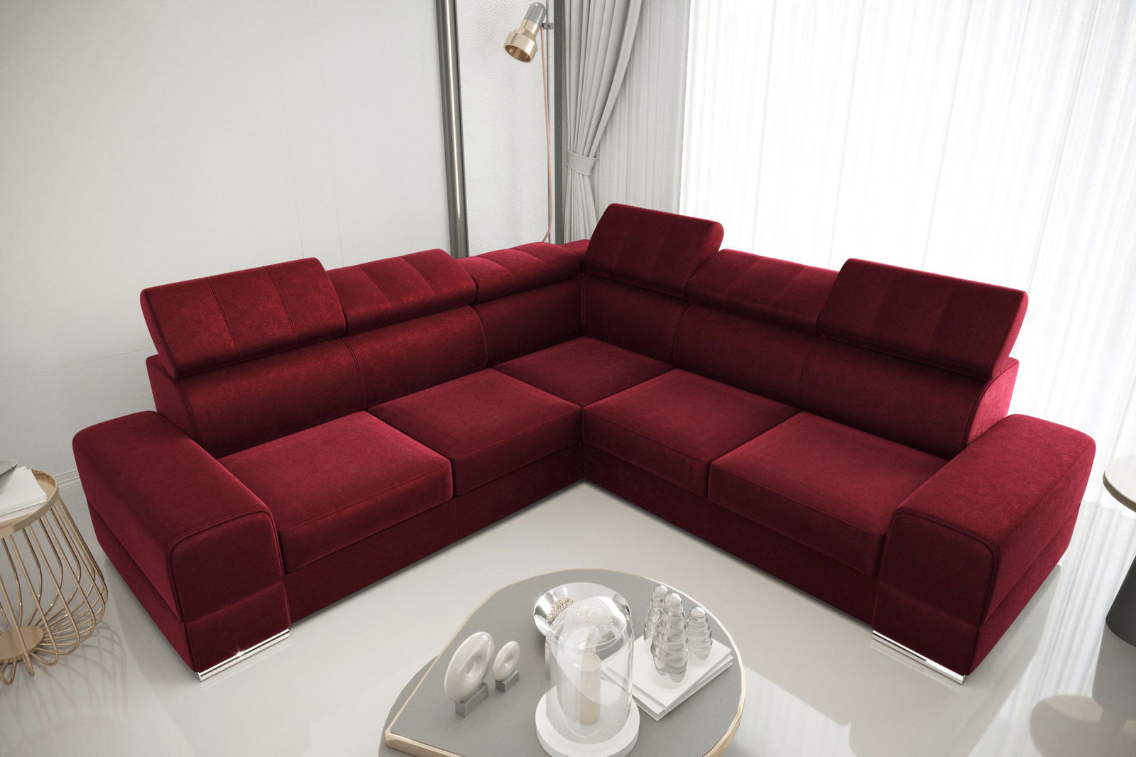 SHADES OF BURGUNDY CORNER SOFA BED ROYAL MAX 286X286 - - My Sofas