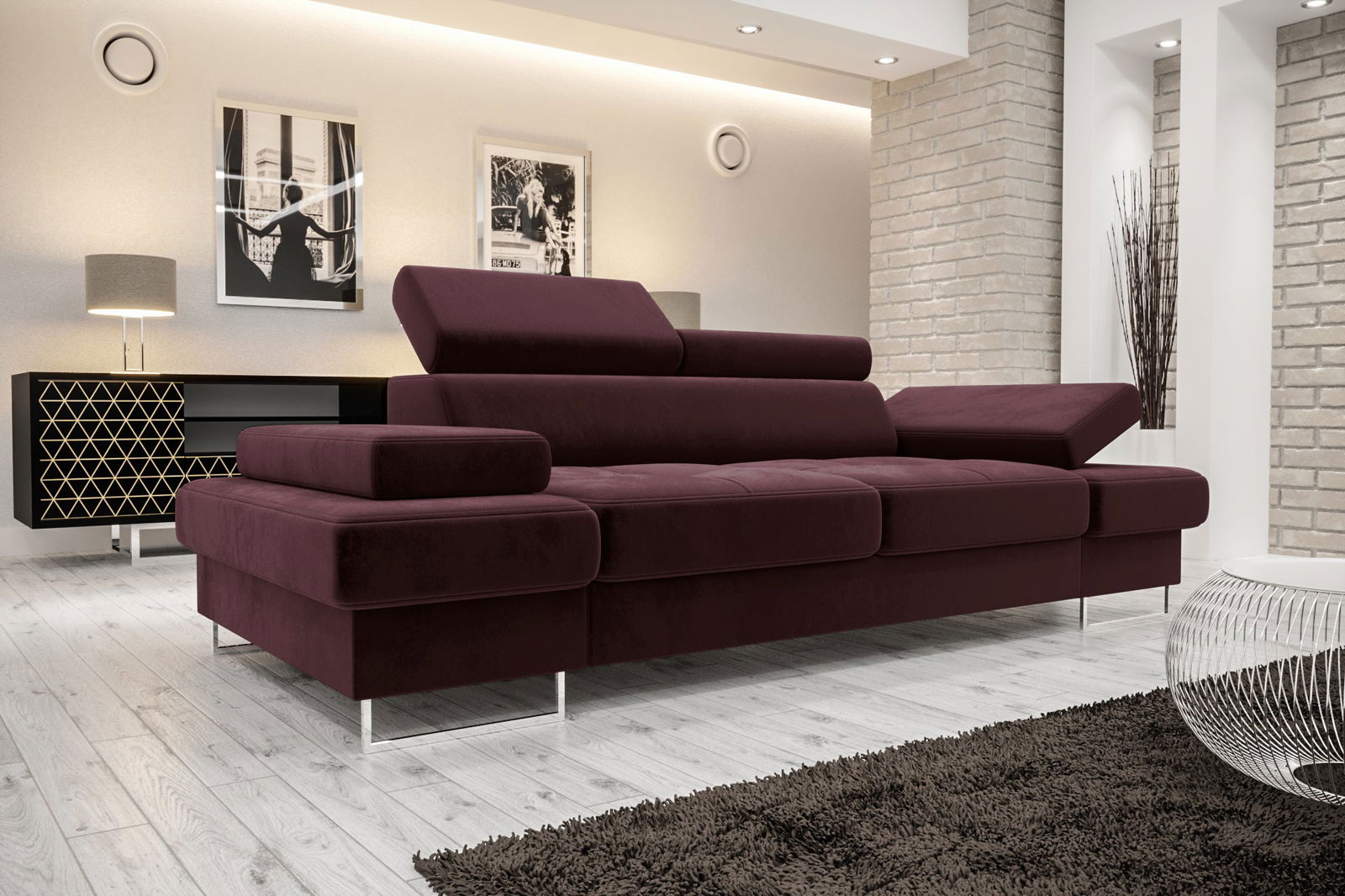SHADES OF BURGUNDY TWO-SEATER SOFA GALAXY II 235 CM -  - My Sofas