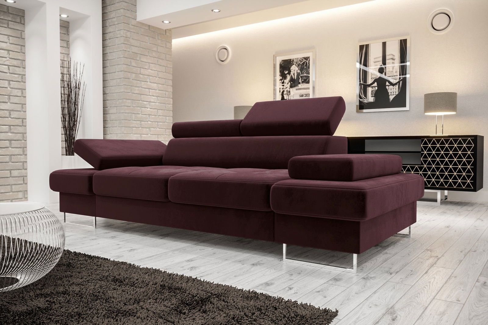 SHADES OF BURGUNDY TWO-SEATER SOFA GALAXY II 235 CM -  - My Sofas