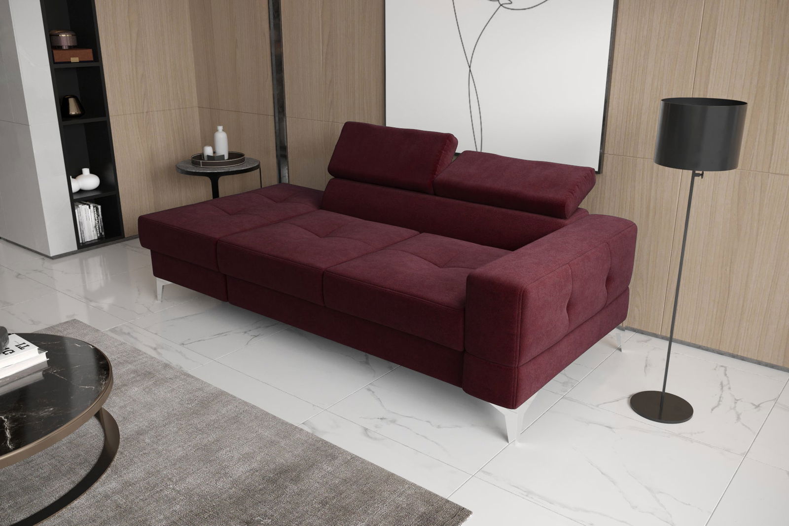 SHADES OF BURGUNDY TWO-SEAT SOFA TOSCANIA II CHAISE LONGUE 205 CM -  - My Sofas