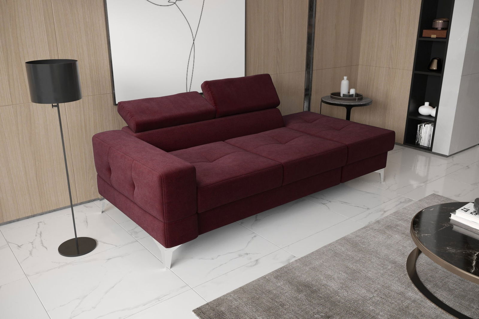 SHADES OF BURGUNDY TWO-SEAT SOFA TOSCANIA II CHAISE LONGUE 205 CM -  - My Sofas