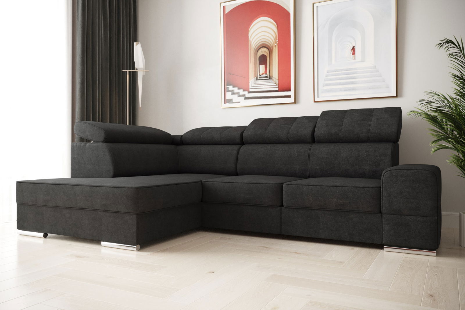 SHADES OF GRAPHITE CORNER SOFA BED ROYAL I 260×185 - - My Sofas