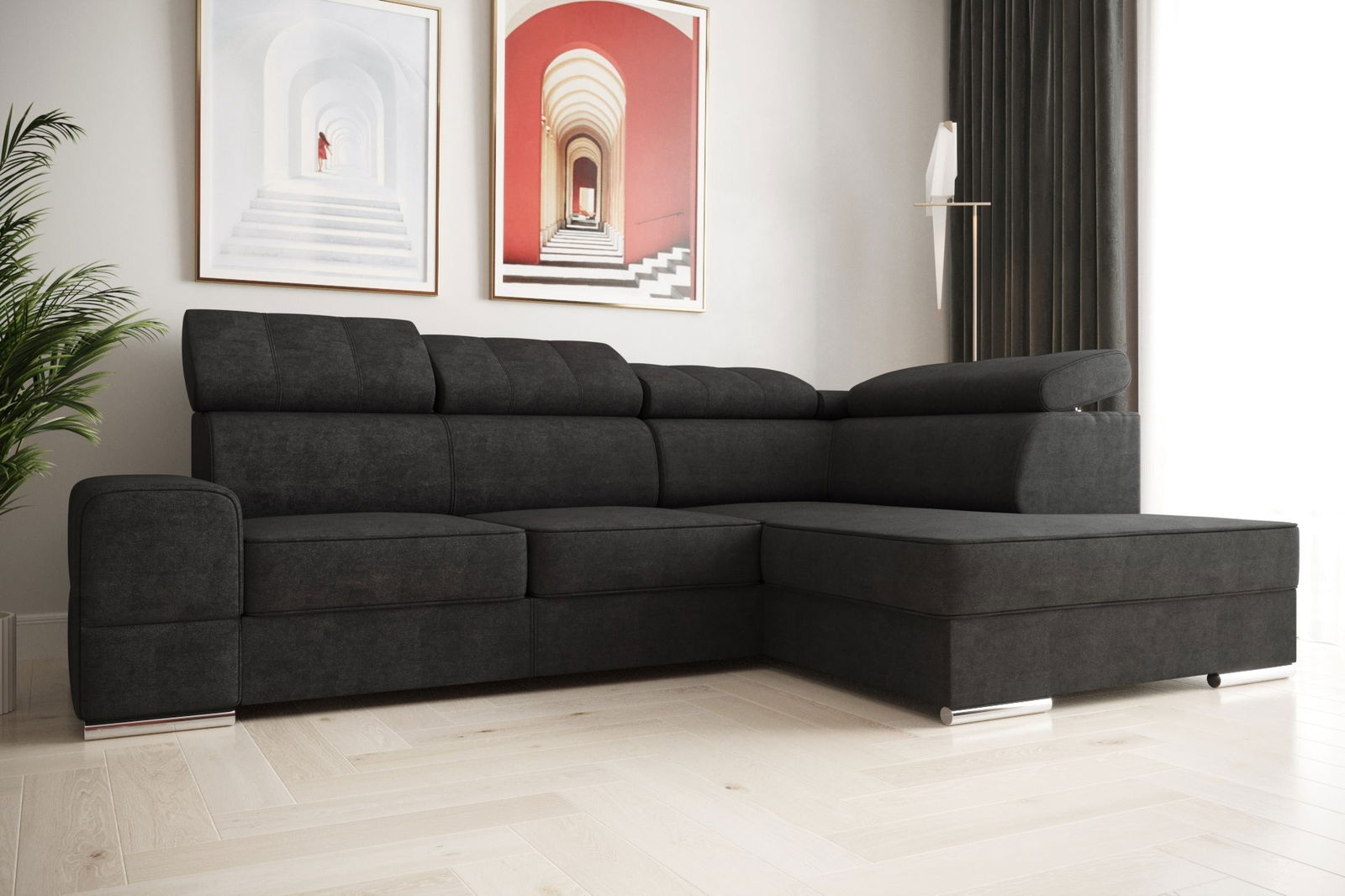 SHADES OF GRAPHITE CORNER SOFA BED ROYAL I 260×185 - - My Sofas