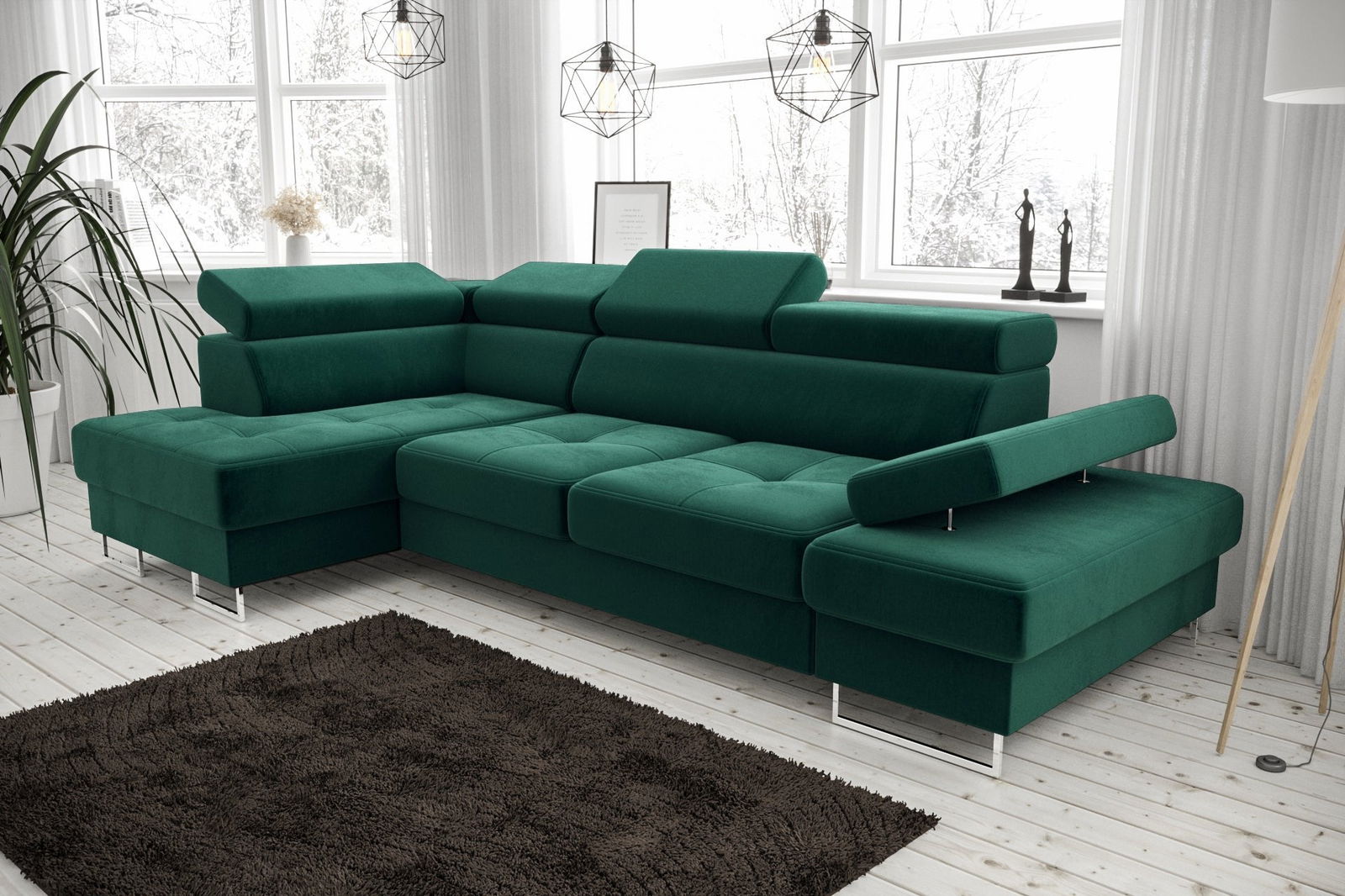 SHADES OF GREEN CORNER SOFA BED GALAXY MINI 170X280 - - My Sofas