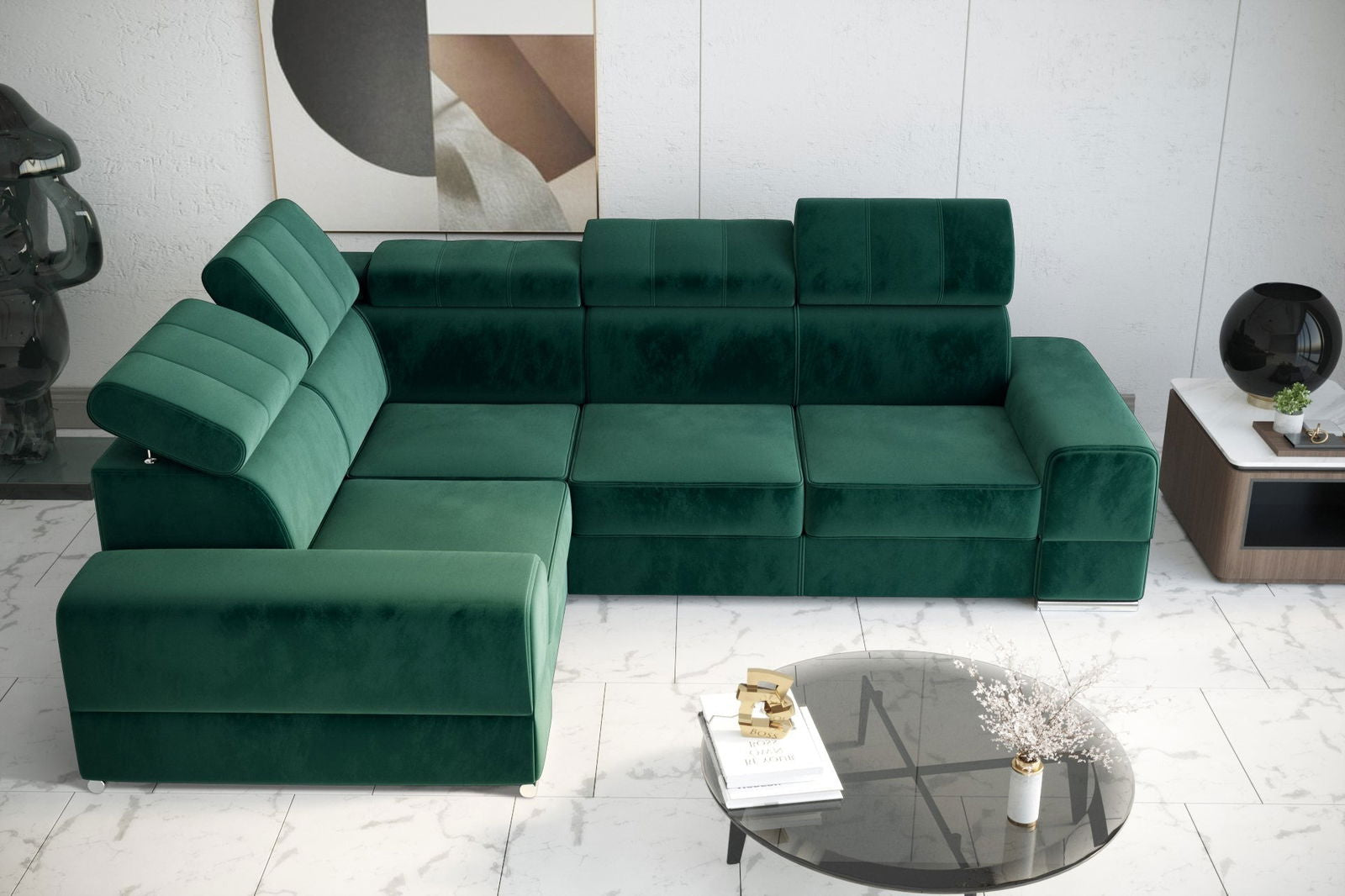 SHADES OF GREEN CORNER SOFA BED ROYAL II 280×210 - - My Sofas