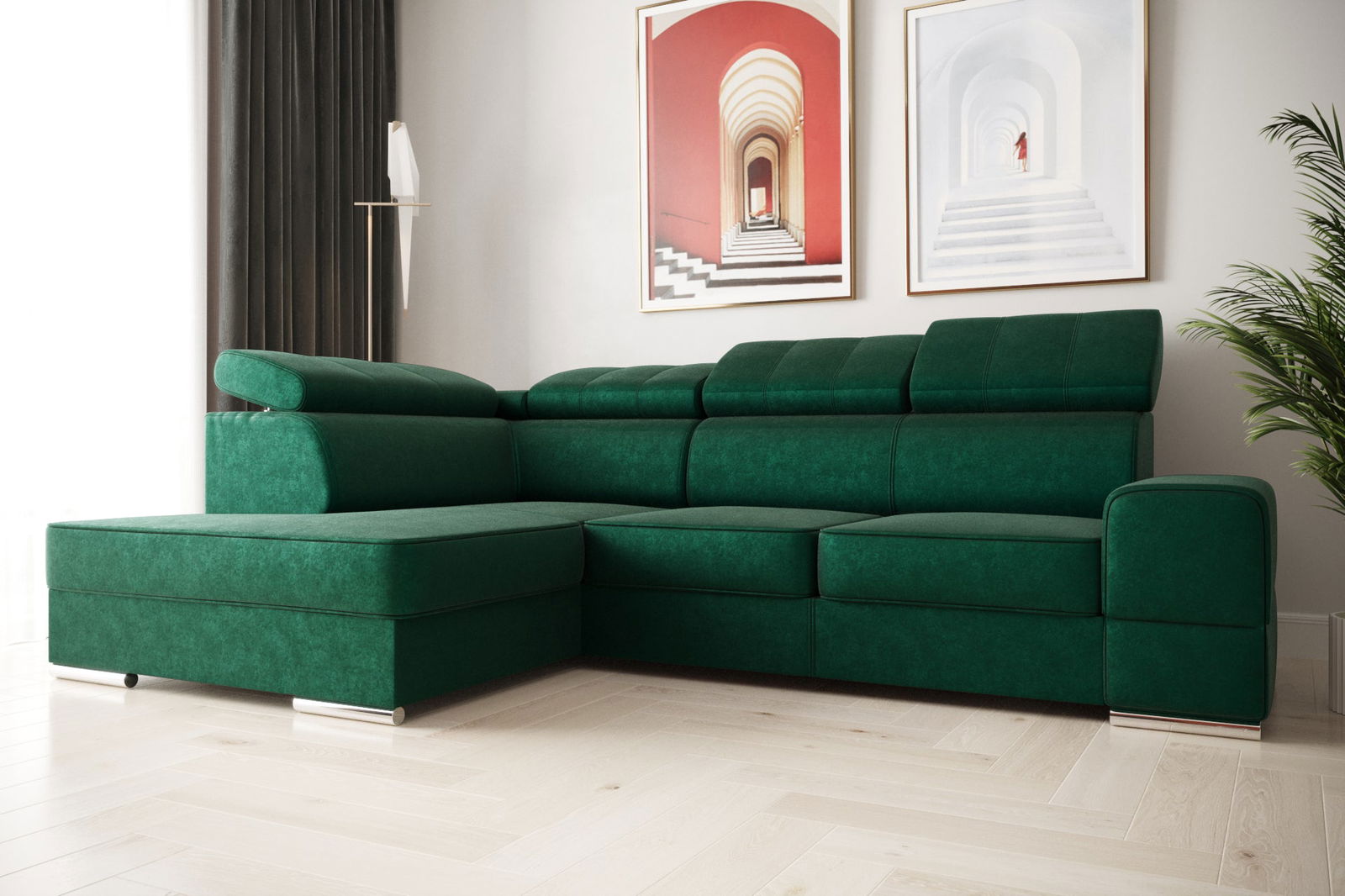 SHADES OF GREEN CORNER SOFA BED ROYAL I 260×185 - - My Sofas