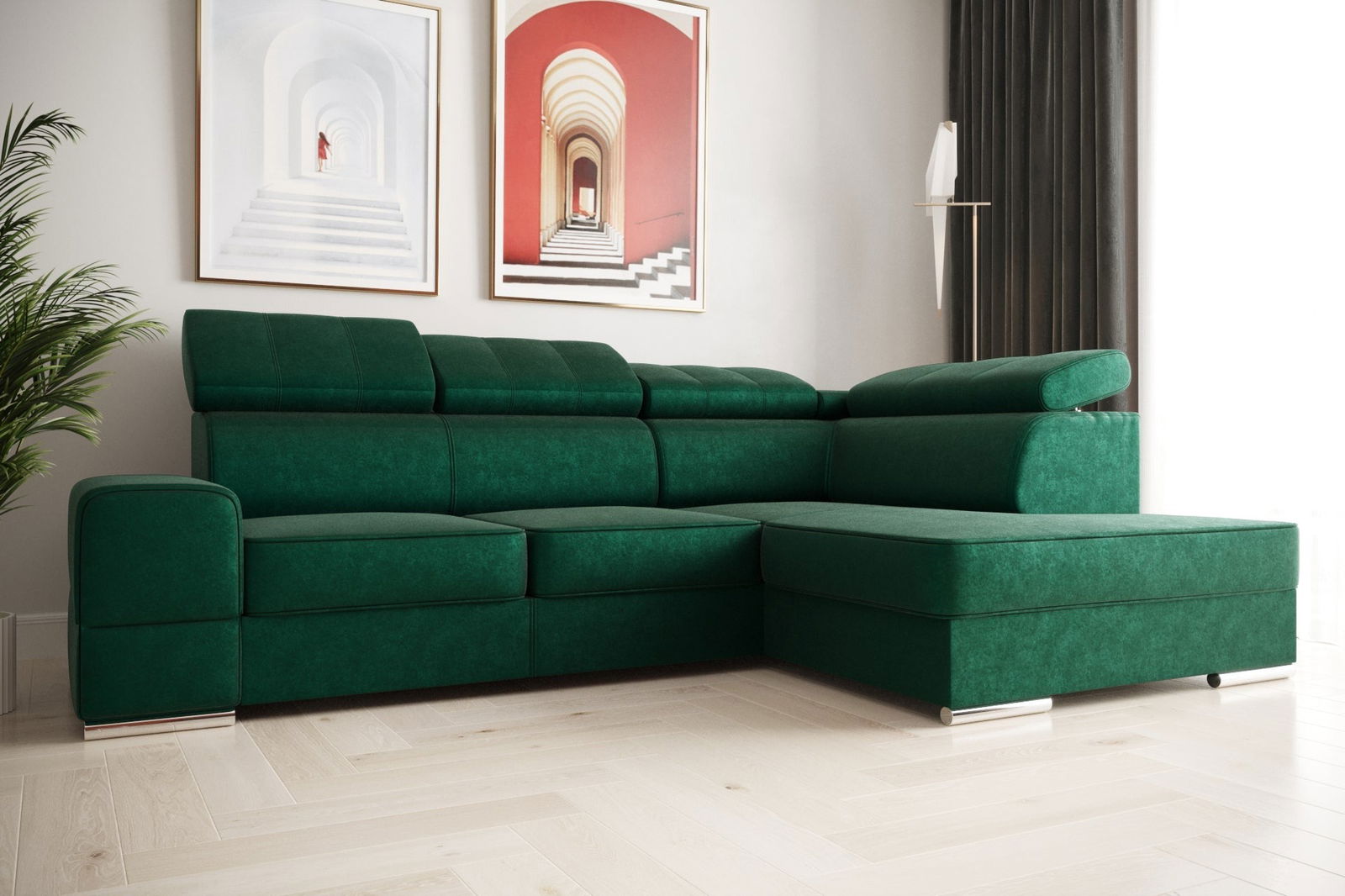 SHADES OF GREEN CORNER SOFA BED ROYAL I 260×185 - - My Sofas