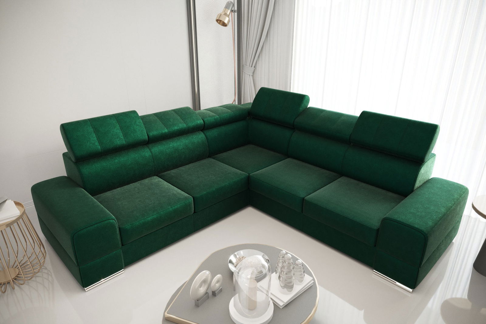 SHADES OF GREEN CORNER SOFA BED ROYAL MAX 286X286 - - My Sofas
