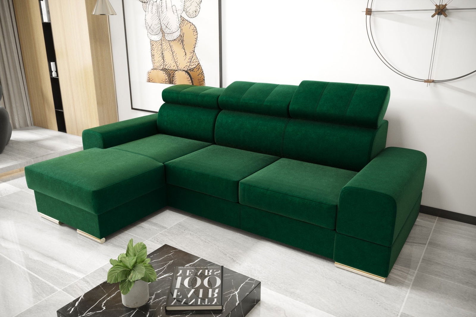 SHADES OF GREEN CORNER SOFA BED ROYAL MINI 260X160 - - My Sofas