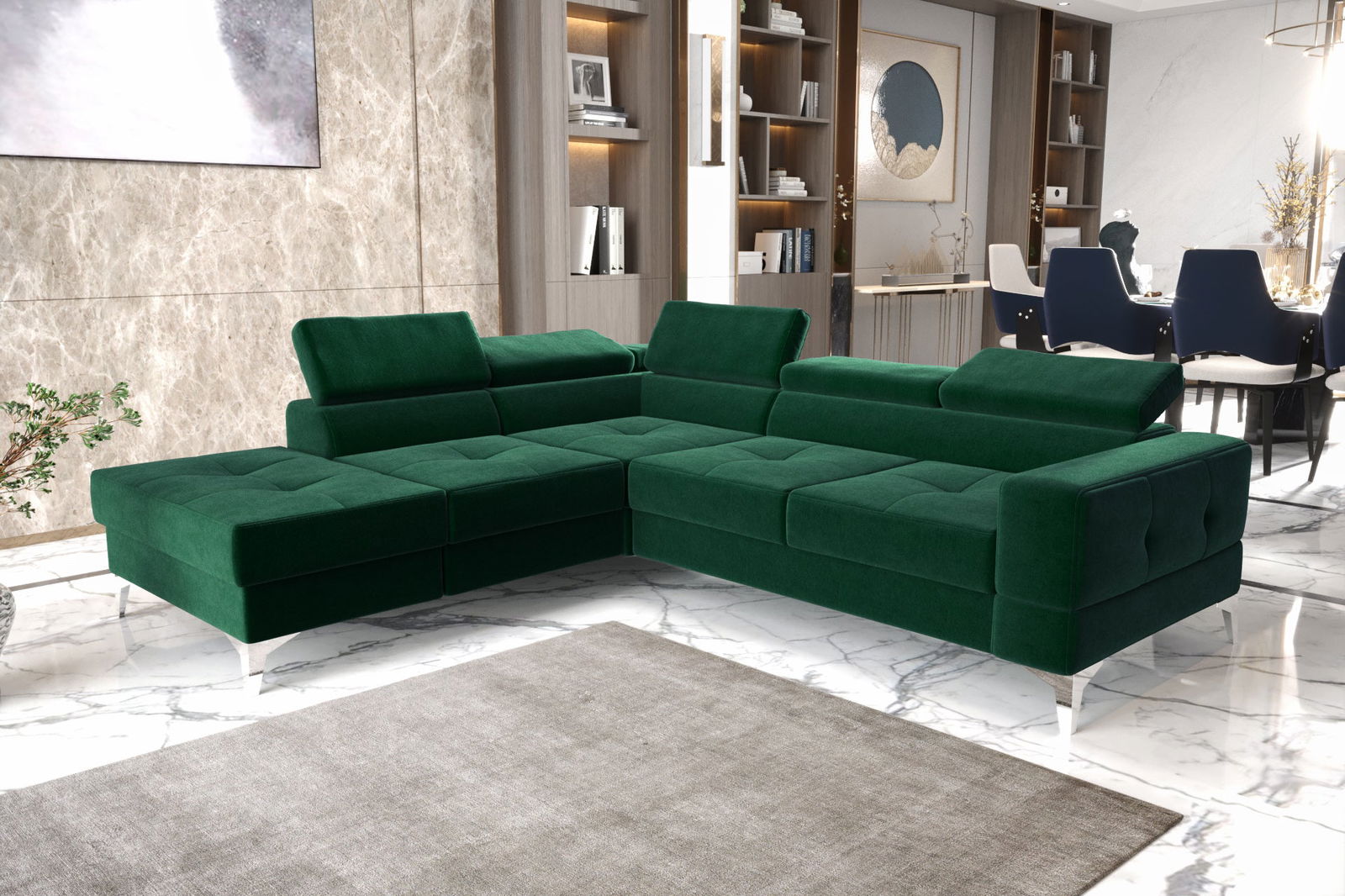 SHADES OF GREEN EXTENDABLE CORNER SOFA TOSCANIA II 230×250 CM - - My Sofas