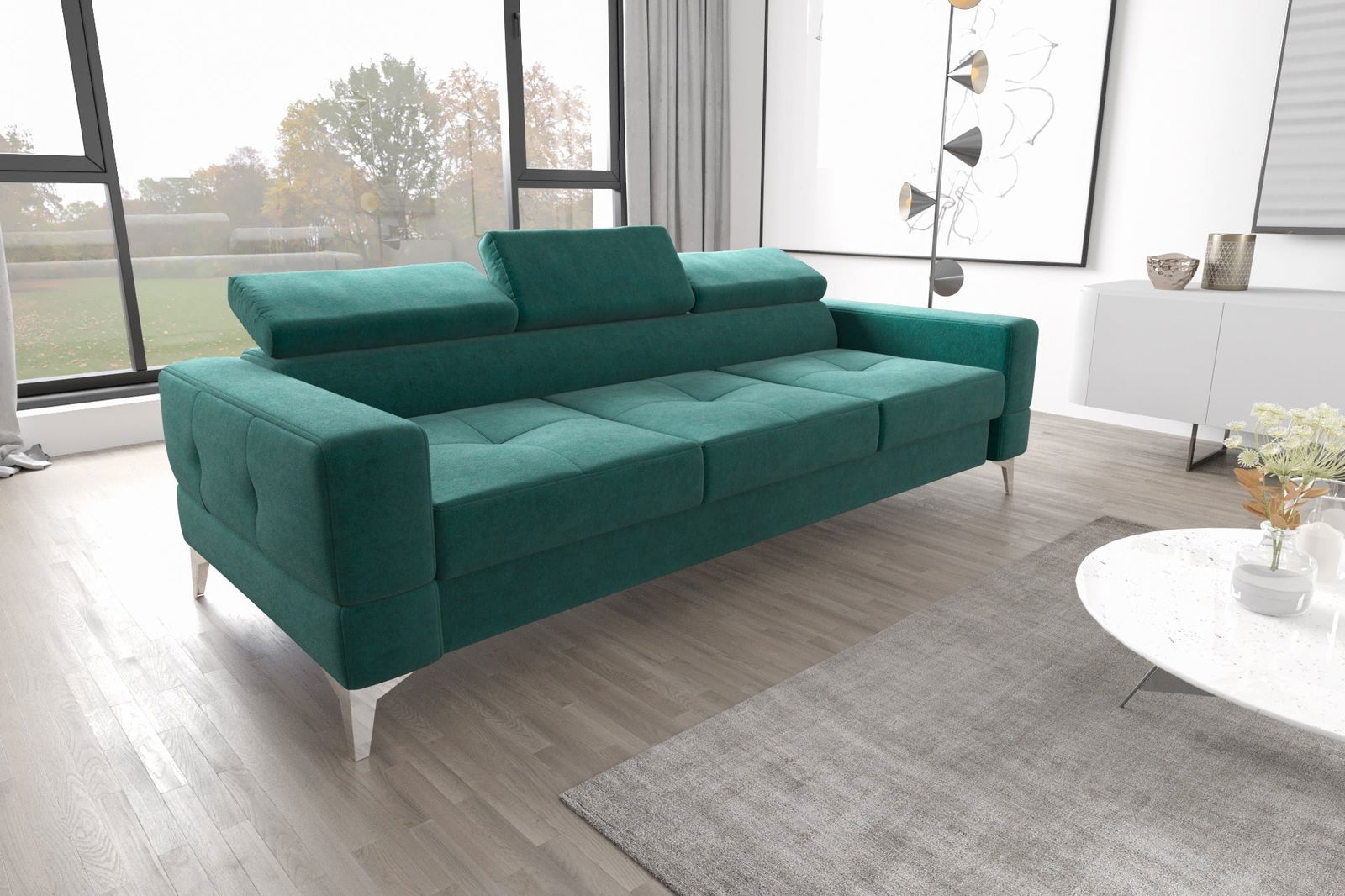 SHADES OF GREEN THREE-SEATER SOFA TOSCANIA III 250 CM - - My Sofas