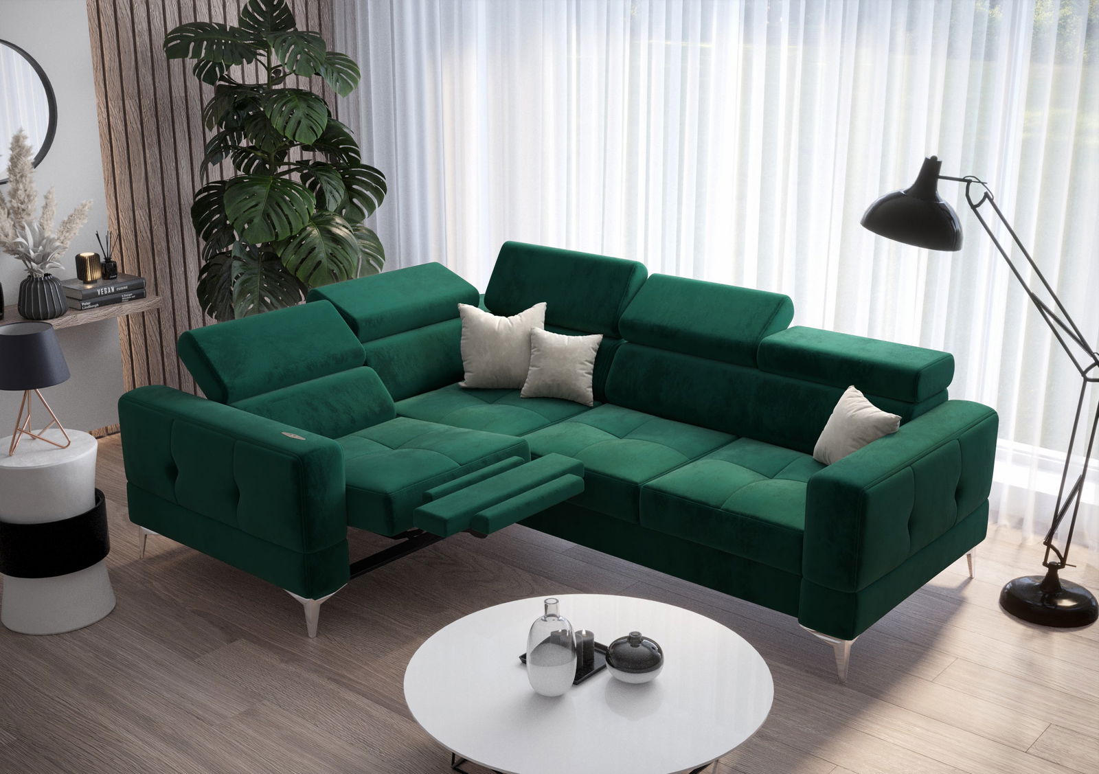 SHADES OF GREEN TOSCANIA RELAX CORNER SOFA BED 185X250 - - My Sofas