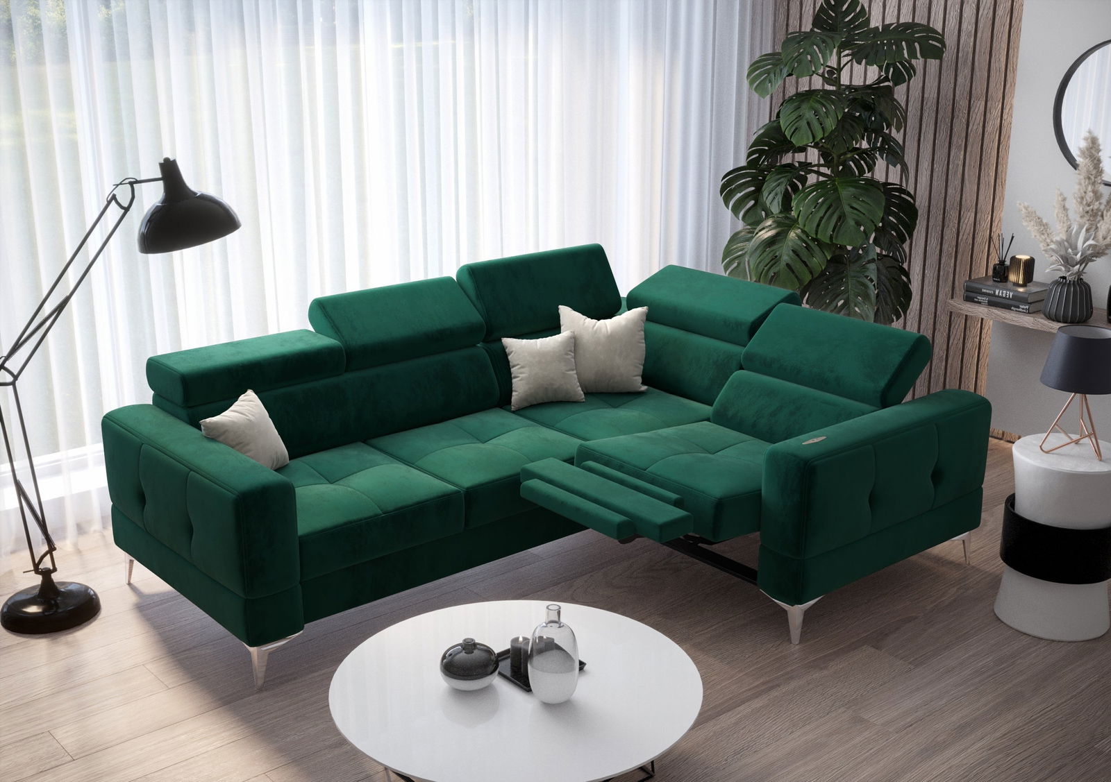 SHADES OF GREEN TOSCANIA RELAX CORNER SOFA BED 185X250 - - My Sofas