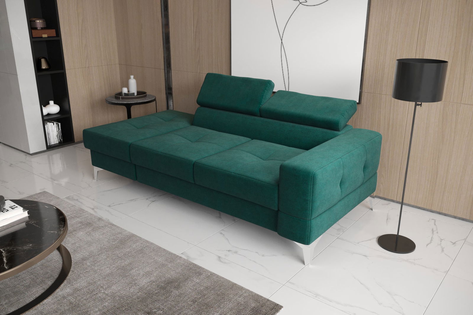 SHADES OF GREEN TWO-SEAT SOFA TOSCANIA II CHAISE LONGUE 205 CM -  - My Sofas