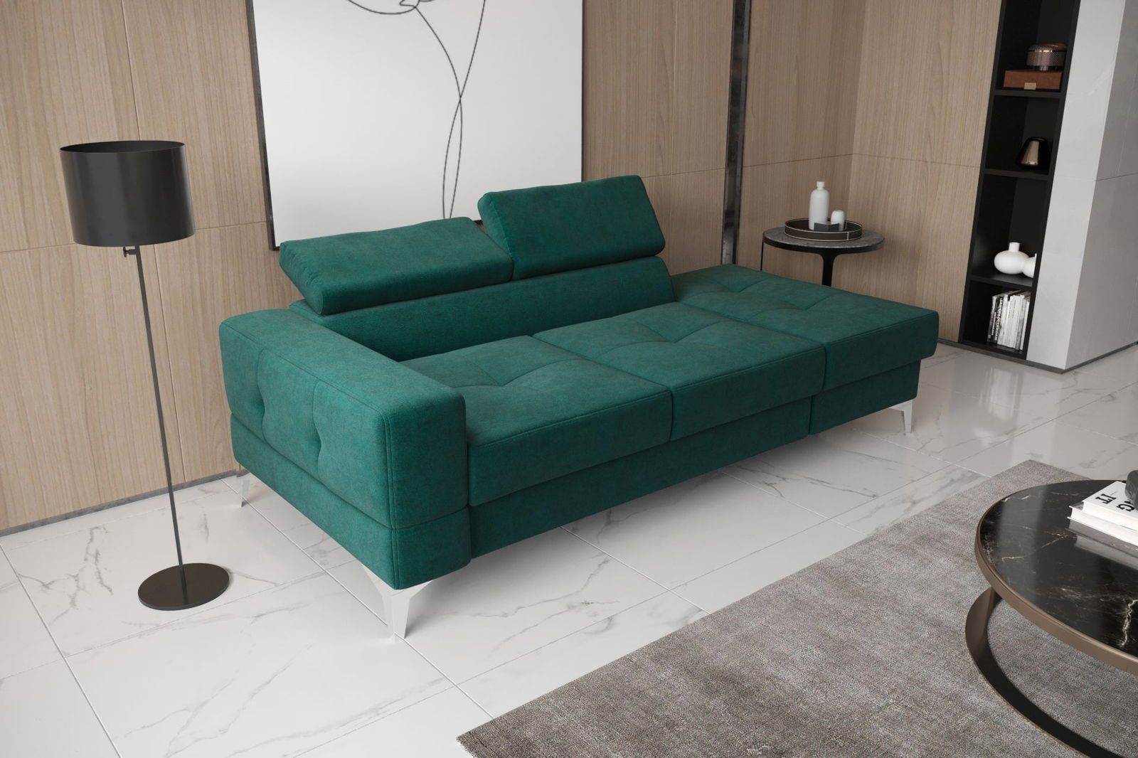 SHADES OF GREEN TWO-SEAT SOFA TOSCANIA II CHAISE LONGUE 205 CM -  - My Sofas