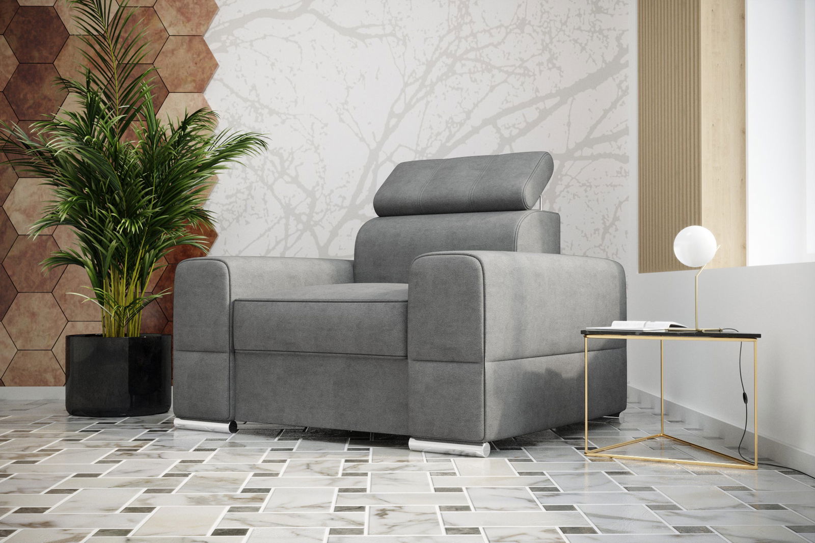 SHADES OF GREY ARMCHAIR ROYAL 114 CM - - My Sofas