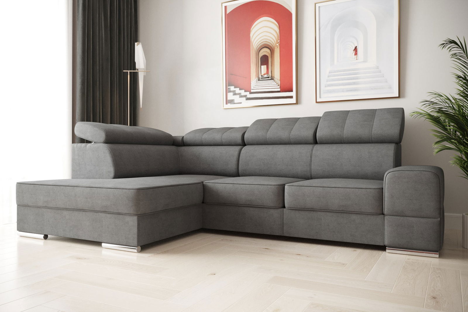 SHADES OF GREY CORNER SOFA BED ROYAL I 260×185 - - My Sofas