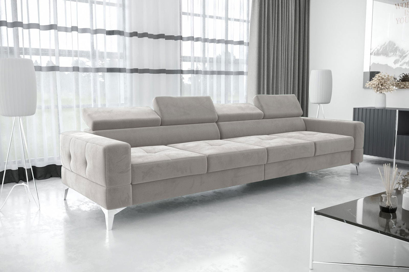 SHADES OF GREY FOUR-SEAT SOFA TOSCANIA IV 315 CM - - My Sofas