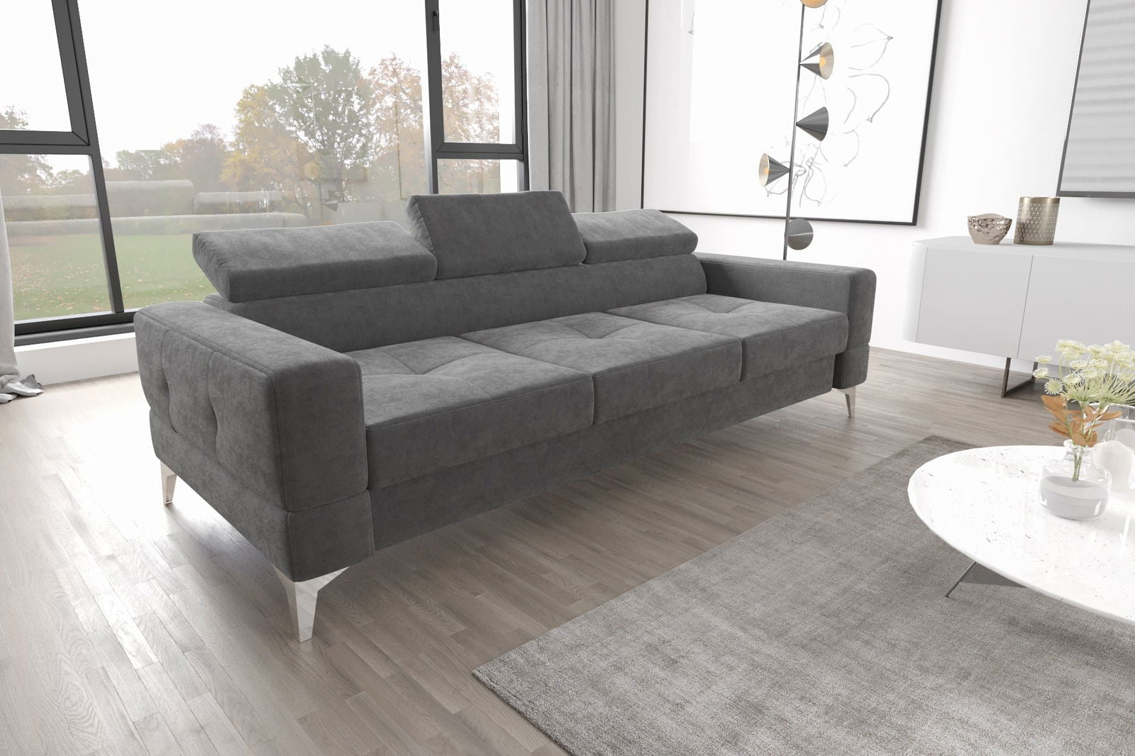 SHADES OF GREY THREE-SEATER SOFA TOSCANIA III 250 CM - - My Sofas