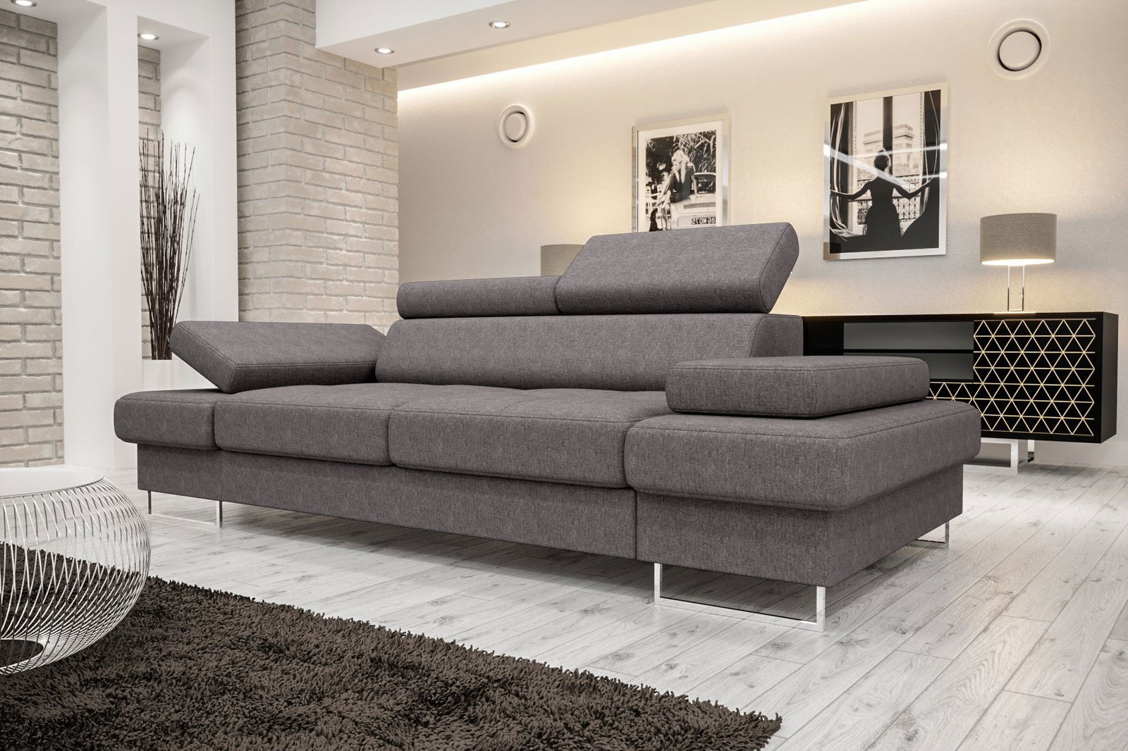 SHADES OF GREY TWO-SEATER SOFA GALAXY II 235 CM -  - My Sofas