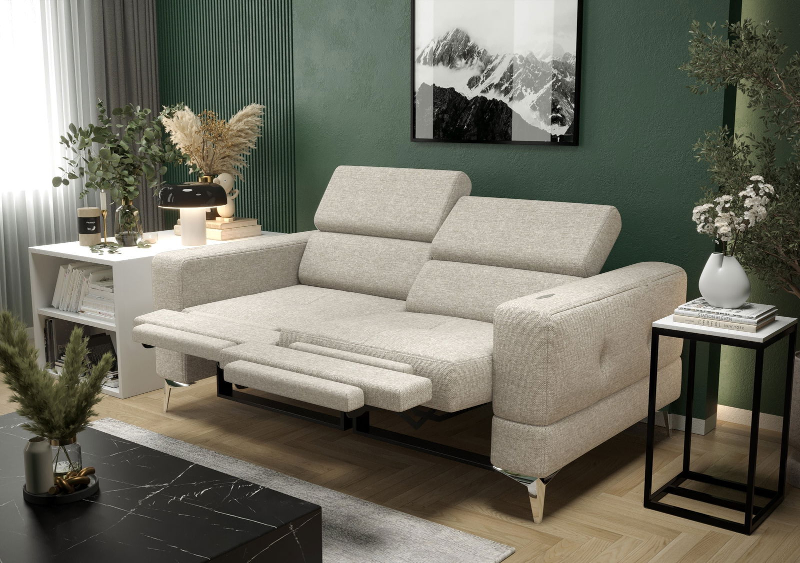 SHADES OF GREY TWO-SEATER SOFA TOSCANIA II RELAX 185 CM -  - My Sofas
