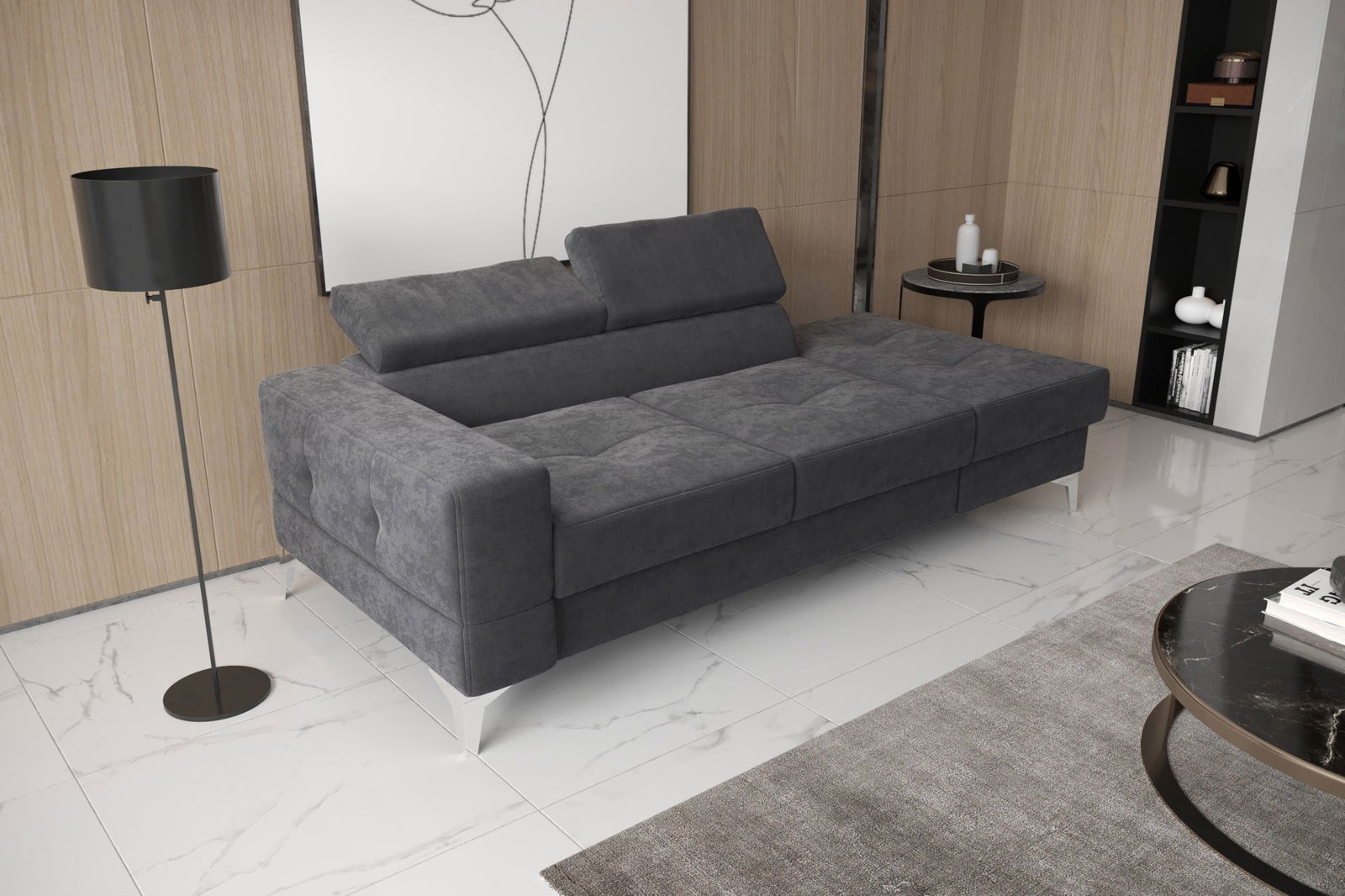 SHADES OF GREY TWO-SEAT SOFA TOSCANIA II CHAISE LONGUE 205 CM -  - My Sofas