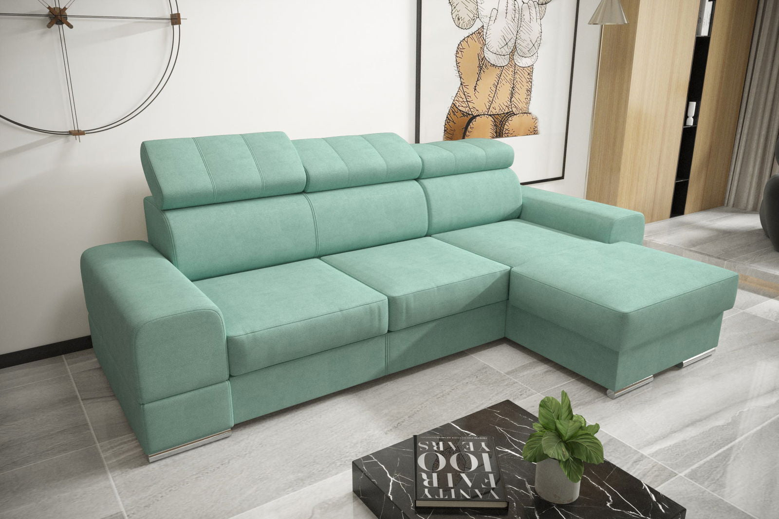 SHADES OF MINT CORNER SOFA BED ROYAL MINI 260X160 - - My Sofas