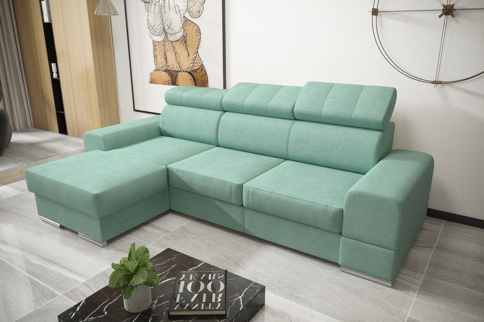 SHADES OF MINT CORNER SOFA BED ROYAL MINI 260X160 - - My Sofas