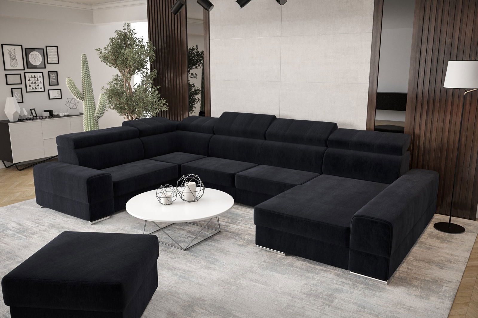 SHADES OF NAVY BLUE CORNER SOFA BED ROYAL MAX II 230x375x185 - - My Sofas
