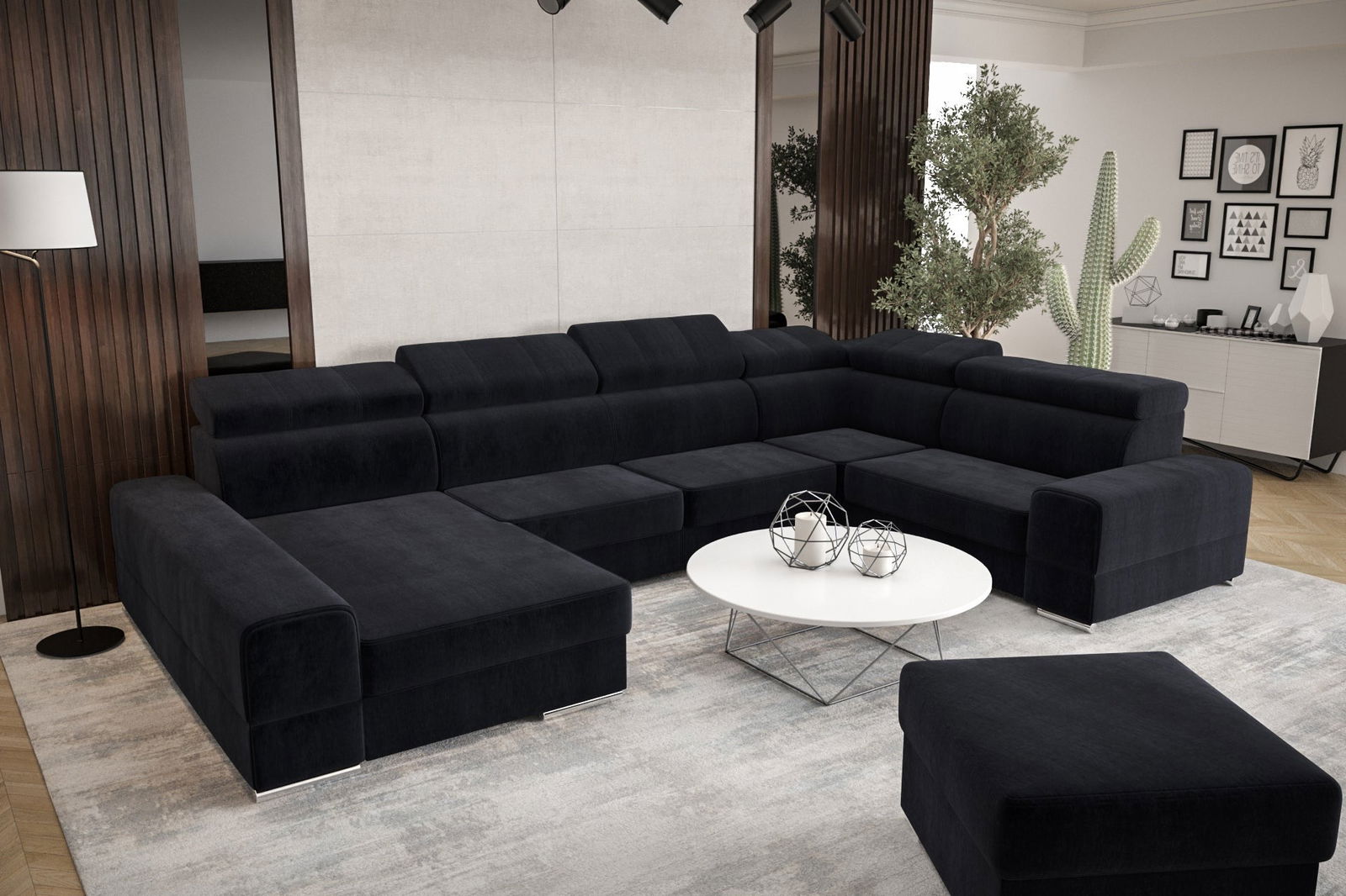 SHADES OF NAVY BLUE CORNER SOFA BED ROYAL MAX II 230x375x185 - - My Sofas
