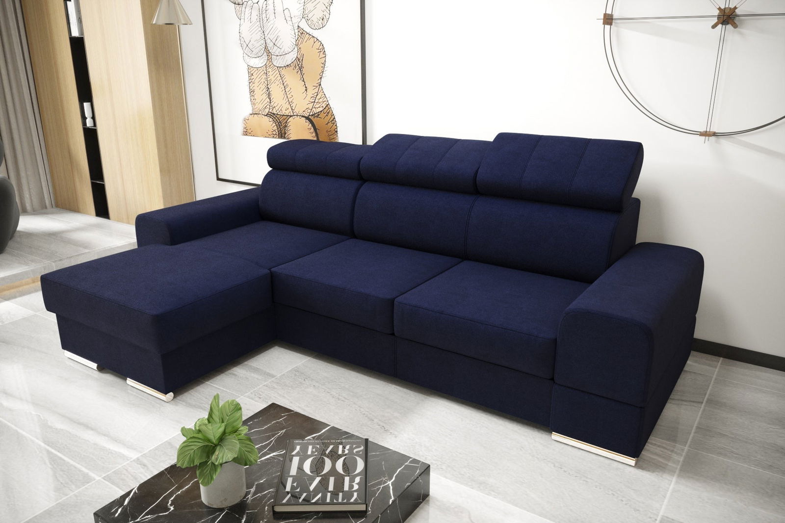 SHADES OF NAVY BLUE CORNER SOFA BED ROYAL MINI 260X160 - - My Sofas