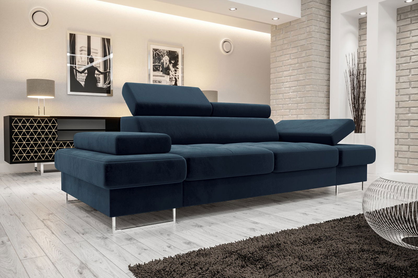 SHADES OF NAVY TWO-SEATER SOFA GALAXY II 235 CM -  - My Sofas