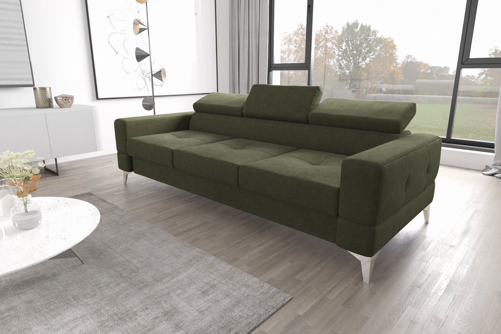 SHADES OF OLIVE THREE-SEATER SOFA TOSCANIA III 250 CM - - My Sofas