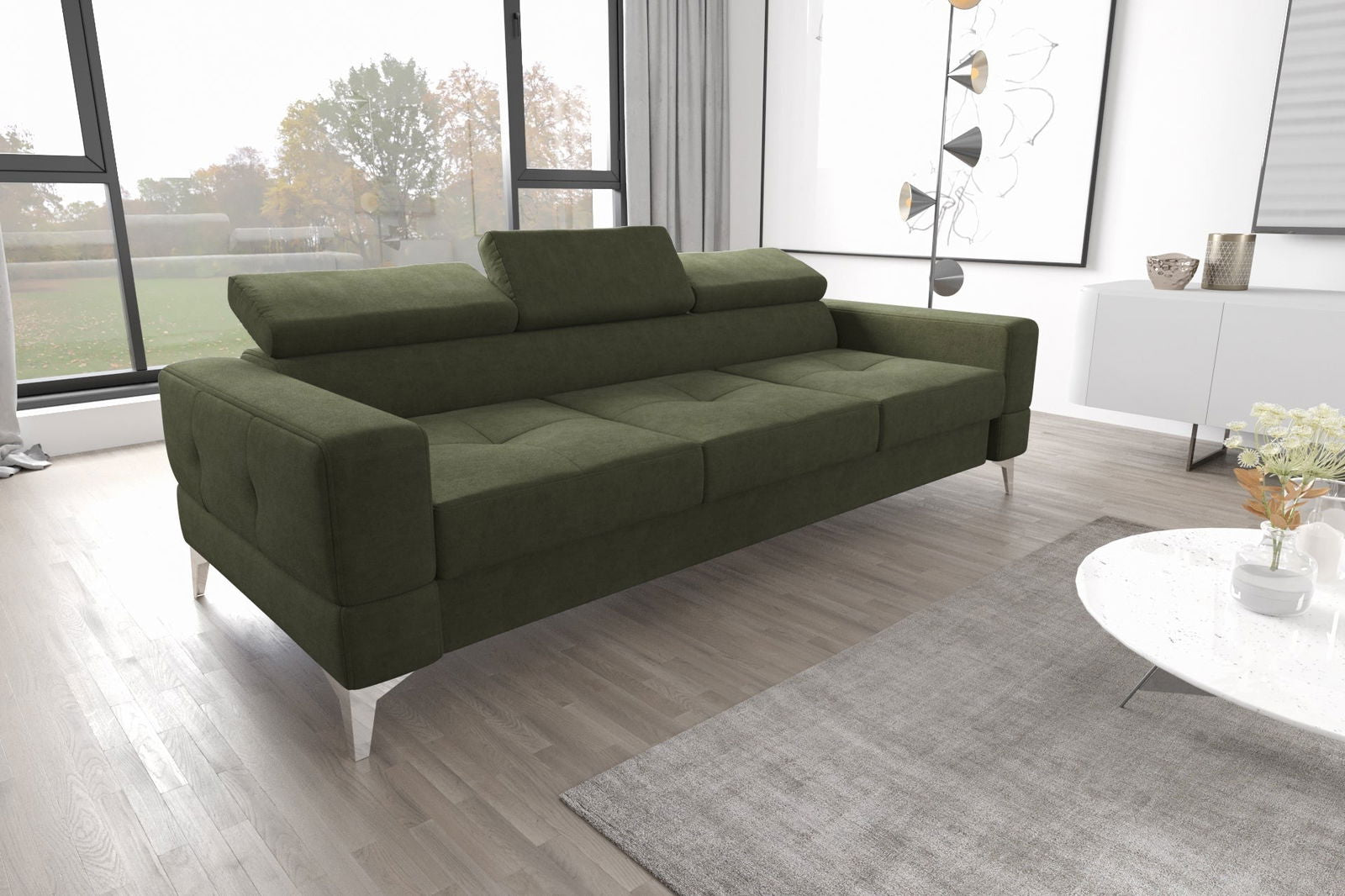 SHADES OF OLIVE THREE-SEATER SOFA TOSCANIA III 250 CM - - My Sofas