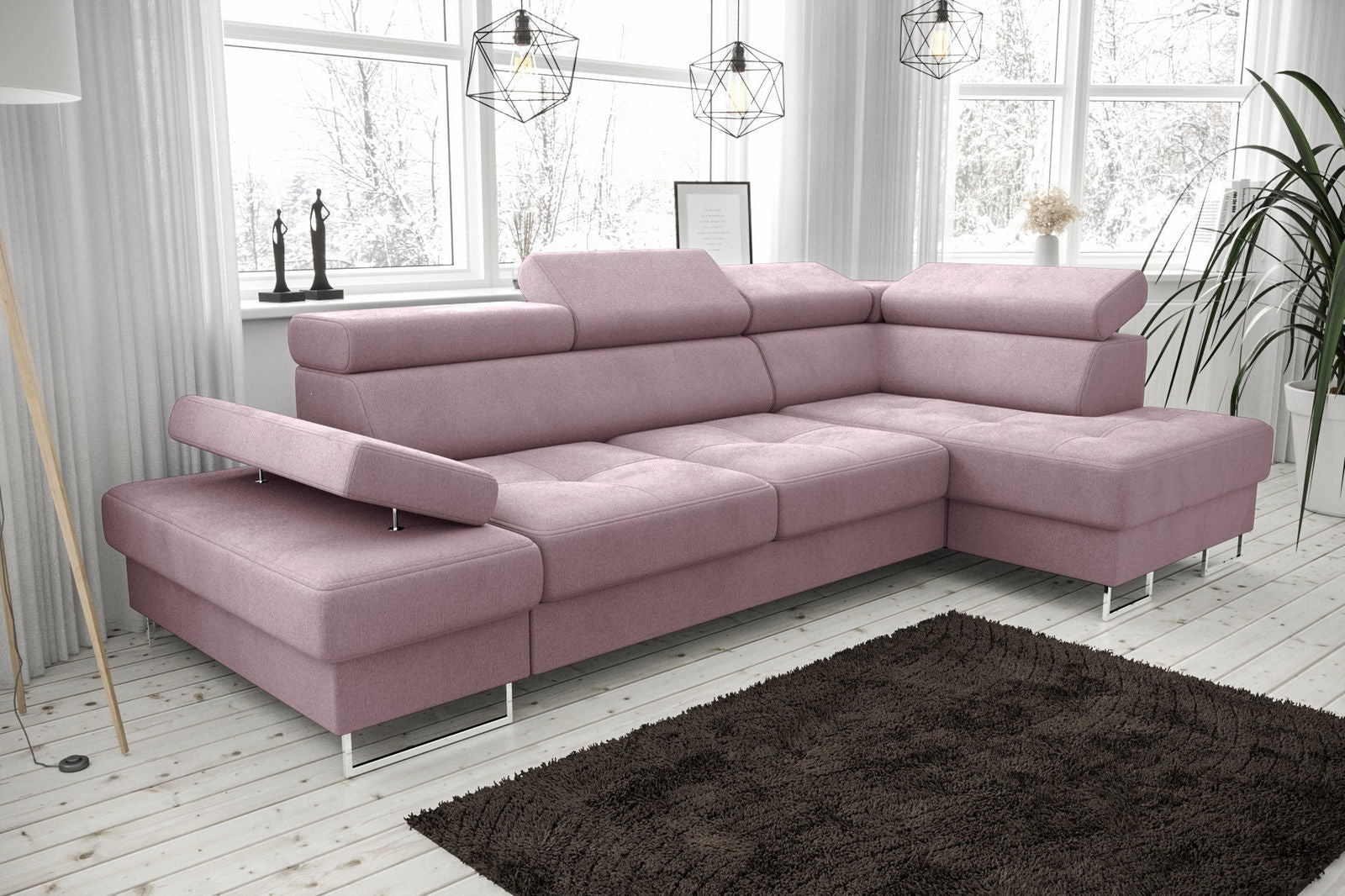 SHADES OF PURPLE CORNER SOFA BED GALAXY MINI 170X280 - - My Sofas