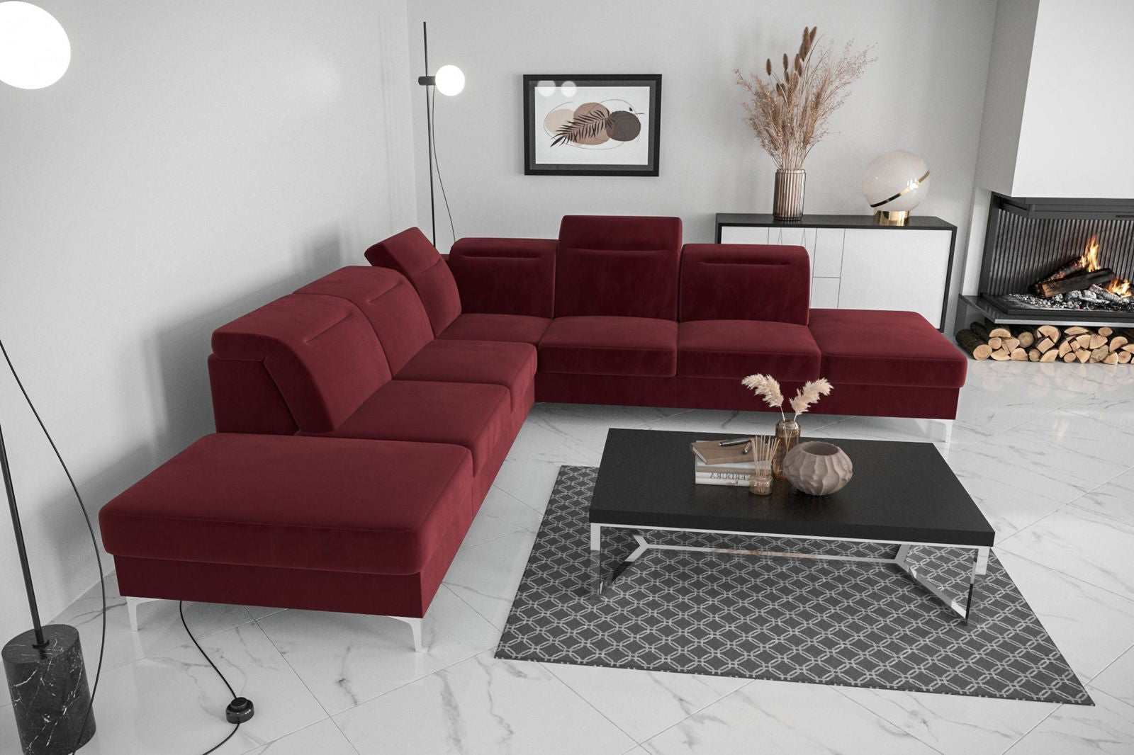 SHADES OF RED CORNER SOFA BED OSLO MAX 295×295 - - My Sofas