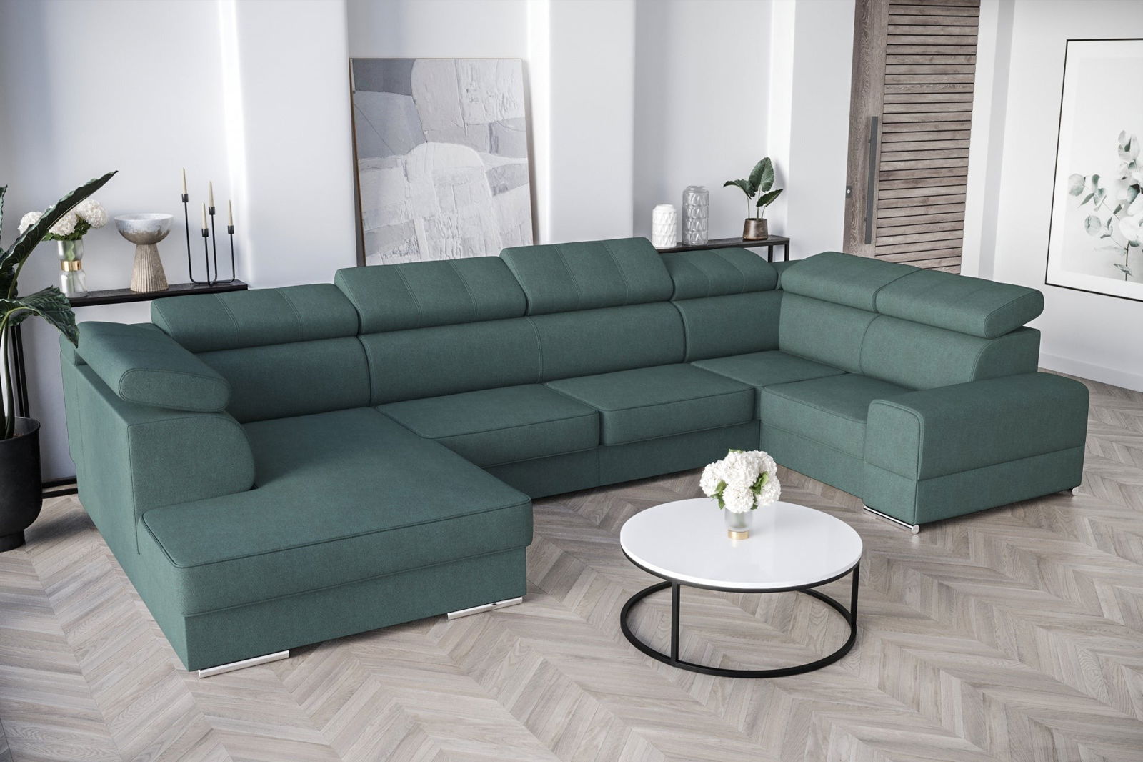 SHADES OF SEA GREEN CORNER SOFA BED ROYAL MAX I 210x375x185 - - My Sofas